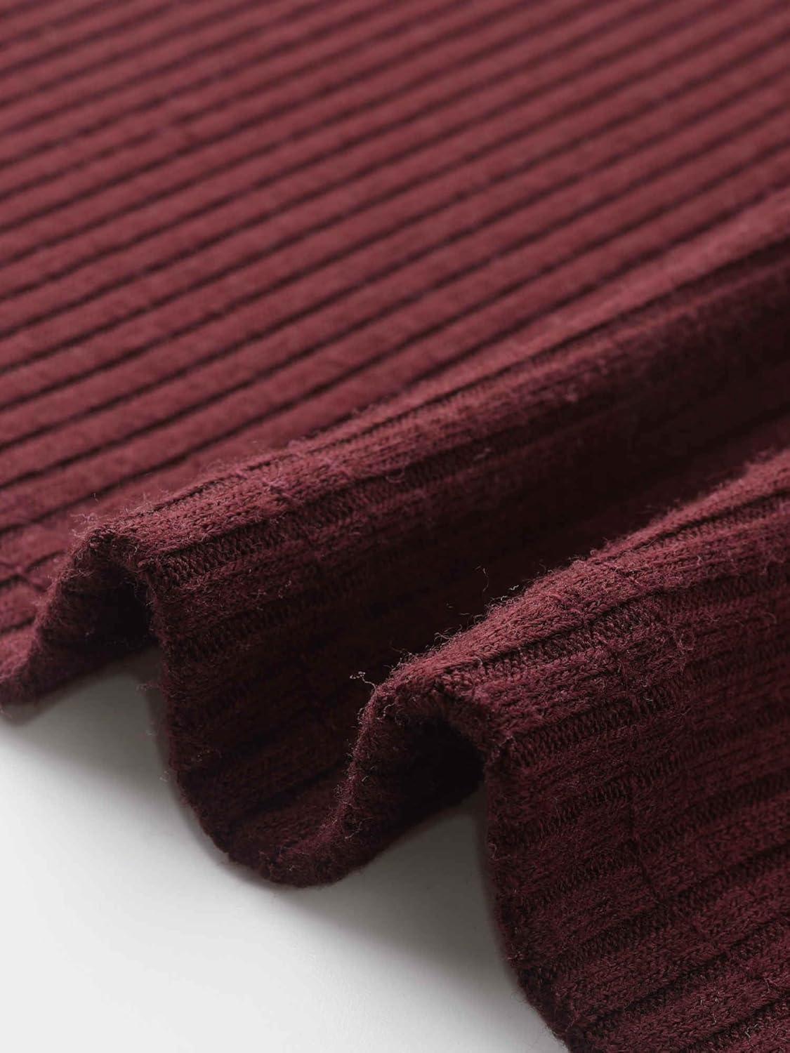 imageAllegra K Knit Sweater Dress for Women Fall Casual Square Neck Long Sleeve A Line Dresses with PocketsDeep Red
