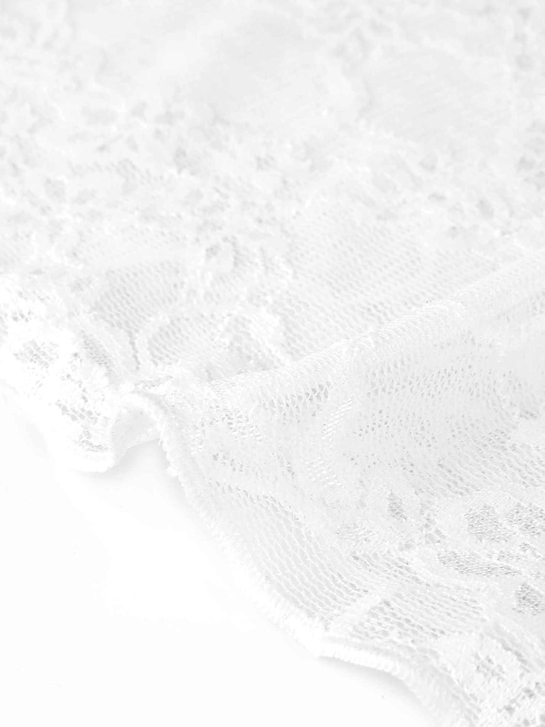 imageAllegra K Mesh Top for Womens Mock Neck Sexy Party Slim Fit Lace Sheer See Through TopsWhite
