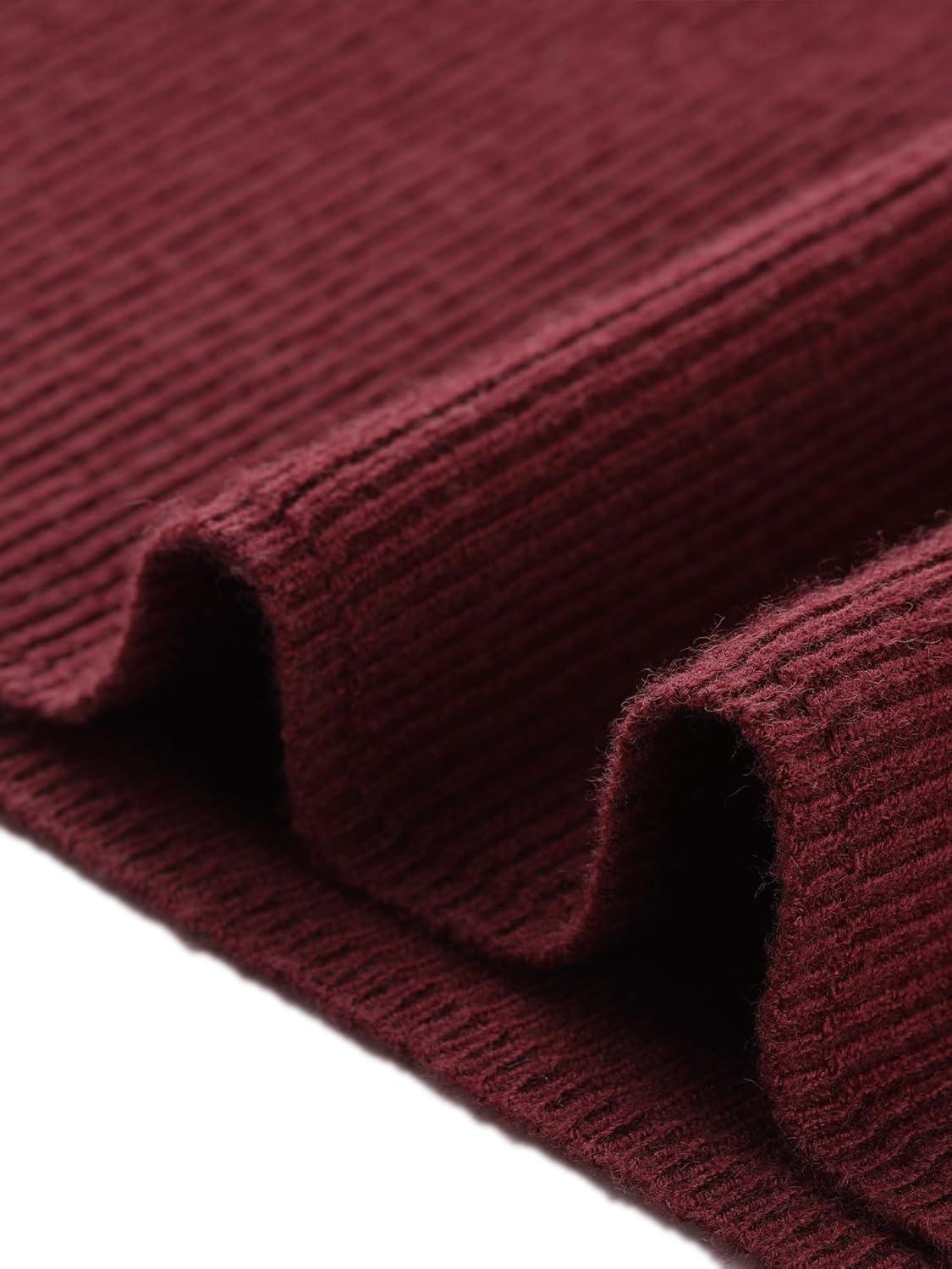 imageAllegra K Sweater Dress for Womens V Neck Long Sleeve Ribbed Knit Midi DressesBurgundy