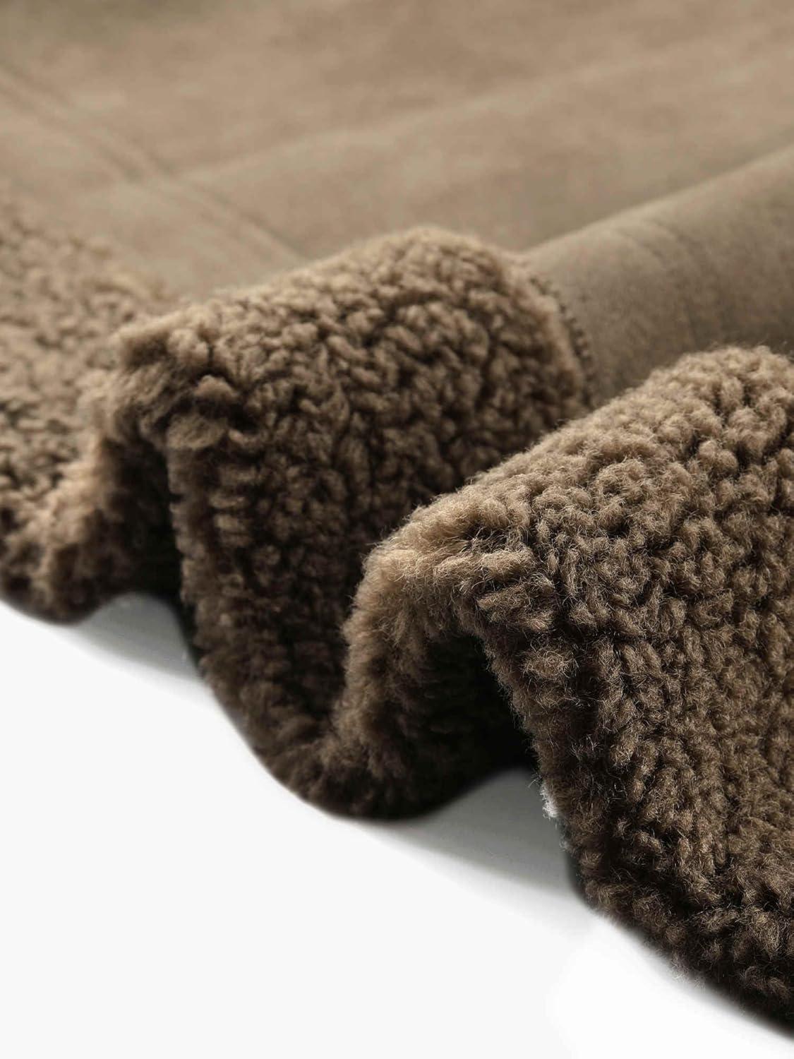 imageAllegra K Winter Faux Suede Jacket Coat for Women 2025 Faux Fur Shearing Lined Warm Thick Fleece Fuzzy OuterwearDark Brown