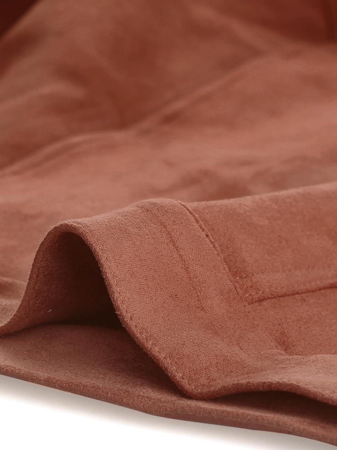 imageAllegra K Womens TurnDown Collar Flap Pockets Snap Button Faux Suede JacketCaramel