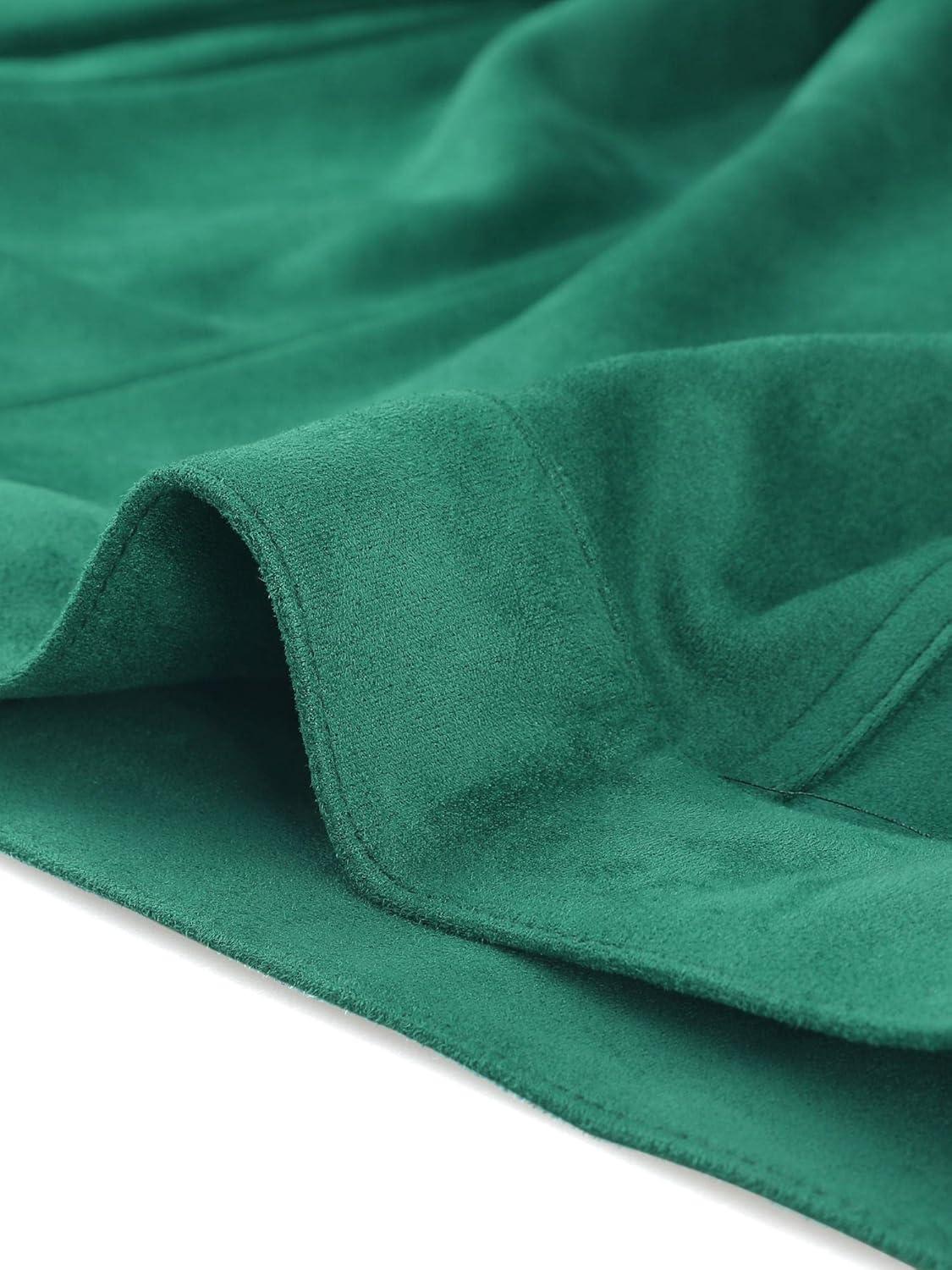 imageAllegra K Womens TurnDown Collar Flap Pockets Snap Button Faux Suede JacketGreen