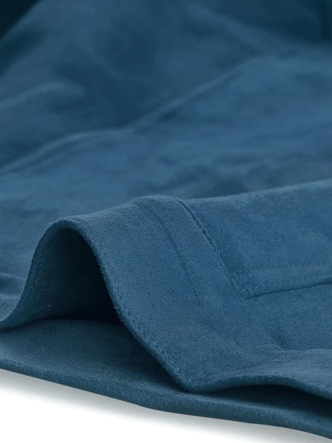 imageAllegra K Womens TurnDown Collar Flap Pockets Snap Button Faux Suede JacketPeacock Blue
