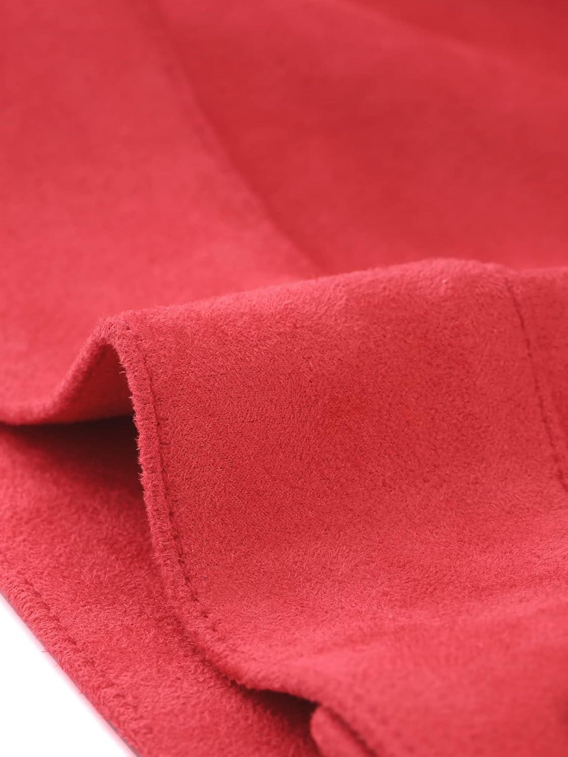 imageAllegra K Womens TurnDown Collar Flap Pockets Snap Button Faux Suede JacketRed