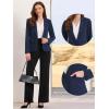 imageAllegra K Blazers for Women Business Casual Long Sleeve One Button Pockets Suit Jackets Work Office Blazer with Shoulder PadsDeep Blue