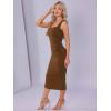imageAllegra K Bodycon Dresses for Women Elegant Square Neck Sleeveless Waisted Ruched Tank Midi DressBrown