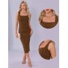 imageAllegra K Bodycon Dresses for Women Elegant Square Neck Sleeveless Waisted Ruched Tank Midi DressBrown