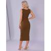 imageAllegra K Bodycon Dresses for Women Elegant Square Neck Sleeveless Waisted Ruched Tank Midi DressBrown