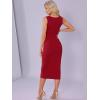 imageAllegra K Bodycon Dresses for Women Elegant Square Neck Sleeveless Waisted Ruched Tank Midi DressRed