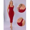 imageAllegra K Bodycon Dresses for Women Elegant Square Neck Sleeveless Waisted Ruched Tank Midi DressRed