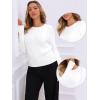 imageAllegra K Cable Knit Sweater for Womens Long Sleeve Tops Crew Neck Pullover Tops Casual Fall OutfitsWhite