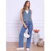 imageAllegra K Collarless Denim Vest for Womens Button Down V Neck Western Waistcoat Sleeveless Jean JacketBlue