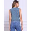 imageAllegra K Collarless Denim Vest for Womens Button Down V Neck Western Waistcoat Sleeveless Jean JacketBlue