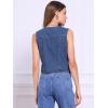 imageAllegra K Collarless Denim Vest for Womens Button Down V Neck Western Waistcoat Sleeveless Jean JacketDark Blue