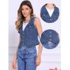 imageAllegra K Collarless Denim Vest for Womens Button Down V Neck Western Waistcoat Sleeveless Jean JacketDark Blue