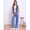 imageAllegra K Collarless Denim Vest for Womens Button Down V Neck Western Waistcoat Sleeveless Jean JacketDark Blue