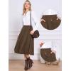 imageAllegra K Corduroy Skirt for Women Button Front High Waist Vintage Stretch ALine Flared Casual Midi Skirts with PocketsBrown