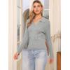 imageAllegra K Fall Sweaters for Womens 2025 Collared V Neck Cable Knit Pullover TopsGrey