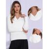 imageAllegra K Fall Sweaters for Womens 2025 Collared V Neck Cable Knit Pullover TopsWhite