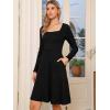 imageAllegra K Knit Sweater Dress for Women Fall Casual Square Neck Long Sleeve A Line Dresses with PocketsBlack
