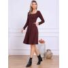 imageAllegra K Knit Sweater Dress for Women Fall Casual Square Neck Long Sleeve A Line Dresses with PocketsDeep Red
