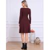 imageAllegra K Knit Sweater Dress for Women Fall Casual Square Neck Long Sleeve A Line Dresses with PocketsDeep Red