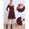 imageAllegra K Knit Sweater Dress for Women Fall Casual Square Neck Long Sleeve A Line Dresses with PocketsDeep Red