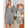 imageAllegra K Knit Sweater Dress for Women Fall Casual Square Neck Long Sleeve A Line Dresses with PocketsGrey