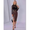 imageAllegra K Mesh Top for Womens Mock Neck Sexy Party Slim Fit Lace Sheer See Through TopsBlack
