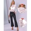 imageAllegra K Mesh Top for Womens Mock Neck Sexy Party Slim Fit Lace Sheer See Through TopsWhite