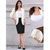 imageAllegra K Open Front Blazer for Womens Ruched 34 Sleeve Shawl Collar Office Dressy Suit JacketCream White