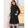 imageAllegra K Pea Coats for Women Fall Winter Stand Collar Single Breasted Long Trench Coat with Belt 2025Black