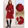 imageAllegra K Pea Coats for Women Fall Winter Stand Collar Single Breasted Long Trench Coat with Belt 2025Red