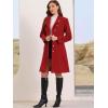 imageAllegra K Pea Coats for Women Fall Winter Stand Collar Single Breasted Long Trench Coat with Belt 2025Red