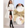 imageAllegra K Pea Coats for Women Fall Winter Stand Collar Single Breasted Long Trench Coat with Belt 2025White