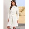 imageAllegra K Pea Coats for Women Fall Winter Stand Collar Single Breasted Long Trench Coat with Belt 2025White
