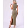 imageAllegra K Semi Formal Dress for Womens Wedding Guest Fall Mock Neck Slit Cocktail Maxi DressesKhaki