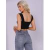 imageAllegra K Square Neck Tank Top for Women Summer Sleeveless Fitted Going Out Crop TopBlack
