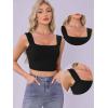 imageAllegra K Square Neck Tank Top for Women Summer Sleeveless Fitted Going Out Crop TopBlack
