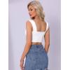 imageAllegra K Square Neck Tank Top for Women Summer Sleeveless Fitted Going Out Crop TopCream White