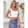 imageAllegra K Square Neck Tank Top for Women Summer Sleeveless Fitted Going Out Crop TopCream White