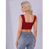imageAllegra K Square Neck Tank Top for Women Summer Sleeveless Fitted Going Out Crop TopDark Red