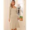 imageAllegra K Sweater Dress for Womens V Neck Long Sleeve Ribbed Knit Midi DressesBeige