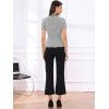 imageAllegra K Tweed Top for Womens Elegant Plaid Crew Neck Short Sleeve Office Work Peplum BlousesBlack