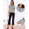 imageAllegra K Tweed Top for Womens Elegant Plaid Crew Neck Short Sleeve Office Work Peplum BlousesBlack