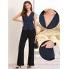 imageAllegra K Vest Tops for Women V Neck Sleeveless Button Down Striped Trendy Waistcoat Top Ladies Business Casual OutfitsDark Blue
