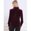 imageAllegra K Vintage Velvet Tops for Women Dressy Casual Long Sleeve Button Down Shirt BlouseDark Red