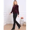 imageAllegra K Vintage Velvet Tops for Women Dressy Casual Long Sleeve Button Down Shirt BlouseDark Red