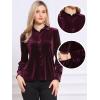 imageAllegra K Vintage Velvet Tops for Women Dressy Casual Long Sleeve Button Down Shirt BlouseDark Red