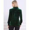 imageAllegra K Vintage Velvet Tops for Women Dressy Casual Long Sleeve Button Down Shirt BlouseGreen